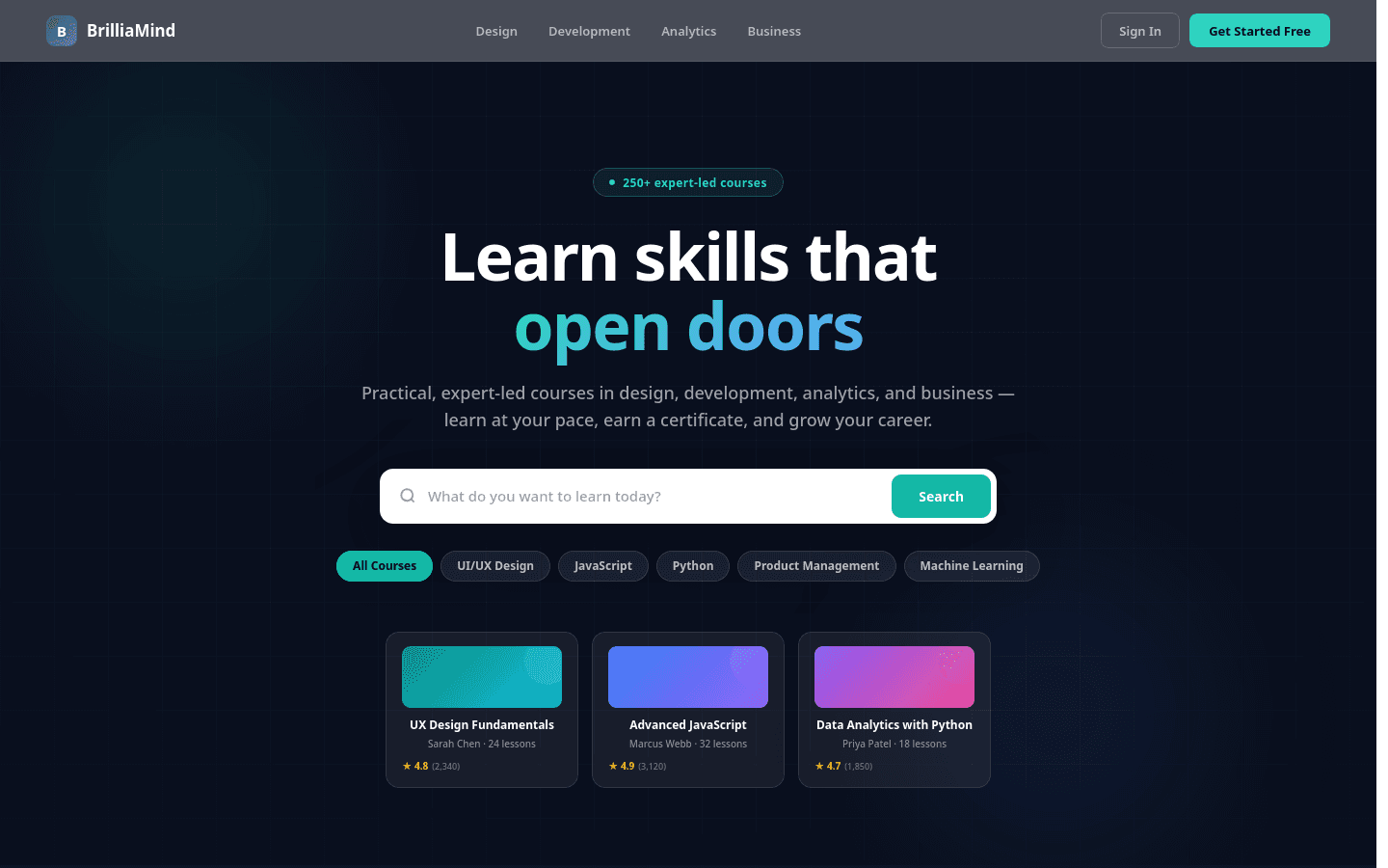 Vanaila LMS Course Catalog and Learner Portal