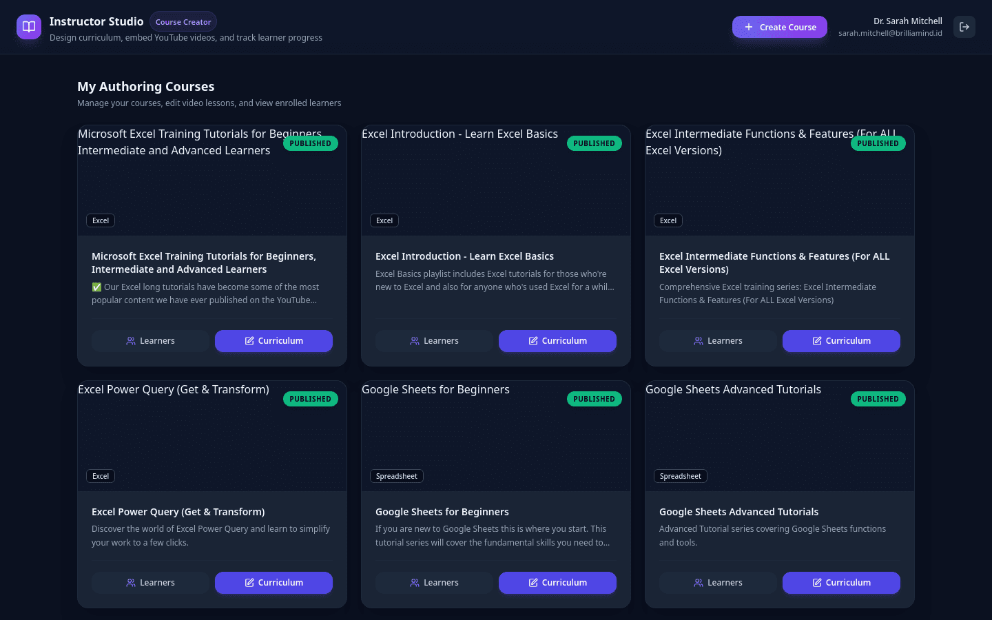 Vanaila LMS Instructor Studio Course Creator
